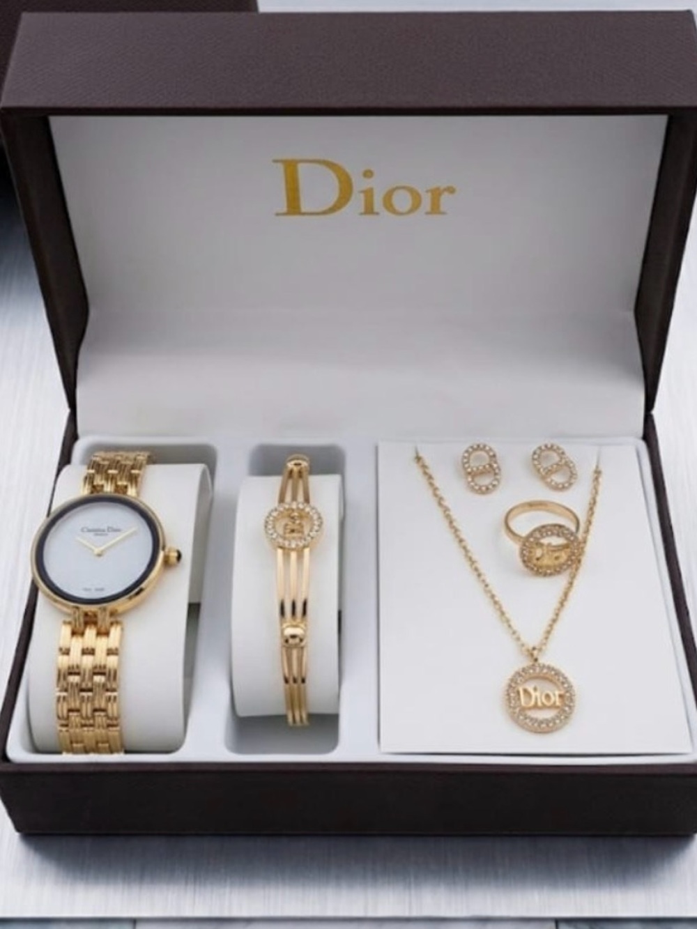 Dior Gold-Tone Ladies Watch and Jewelry Set